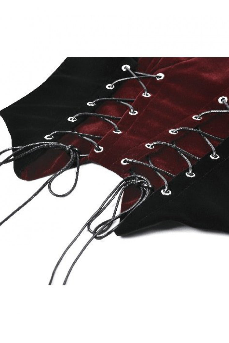 Crimson & Noir Contrast Double-Row Eyelet Vintage Bustier