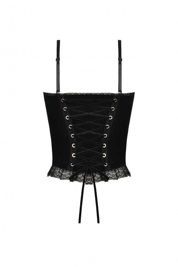 Dark Red Cross-Strap Jacquard Gothic Overbust Corset