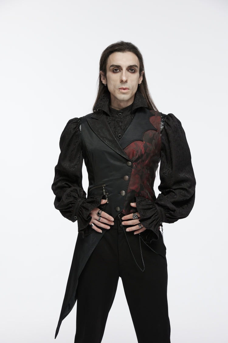 Embroidery Lace Asymmetric Gothic Sleeveless Vest for Men