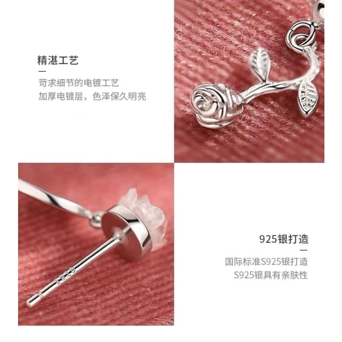 Asymmetrical Flower Sterling Silver Drop Earring