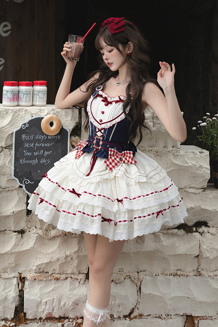 Patriotic Fairy Tale Layered Ruffled Bow Princess Lolita Skirt Set