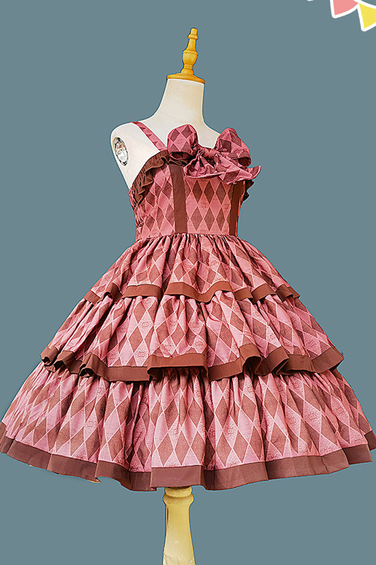 Stripe Triple-Layered Ruffle Bow Sweet Lolita Dress