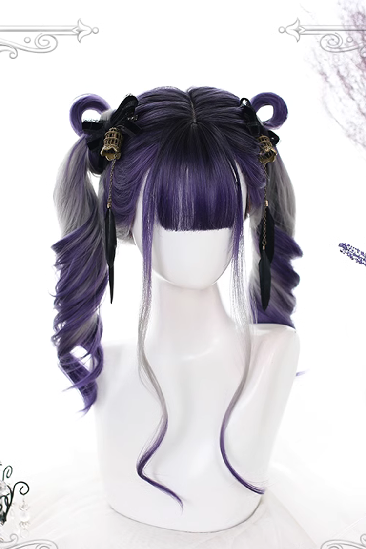 Lavender-Lilac Wavy Ombre Curls Victorian Doll Hairpiece