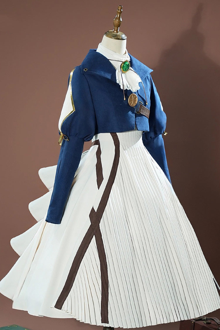 Cerulean and Ivory Violet Evergarden Inspired Long Sleeve Cardigan Sweet Lolita Dress Set