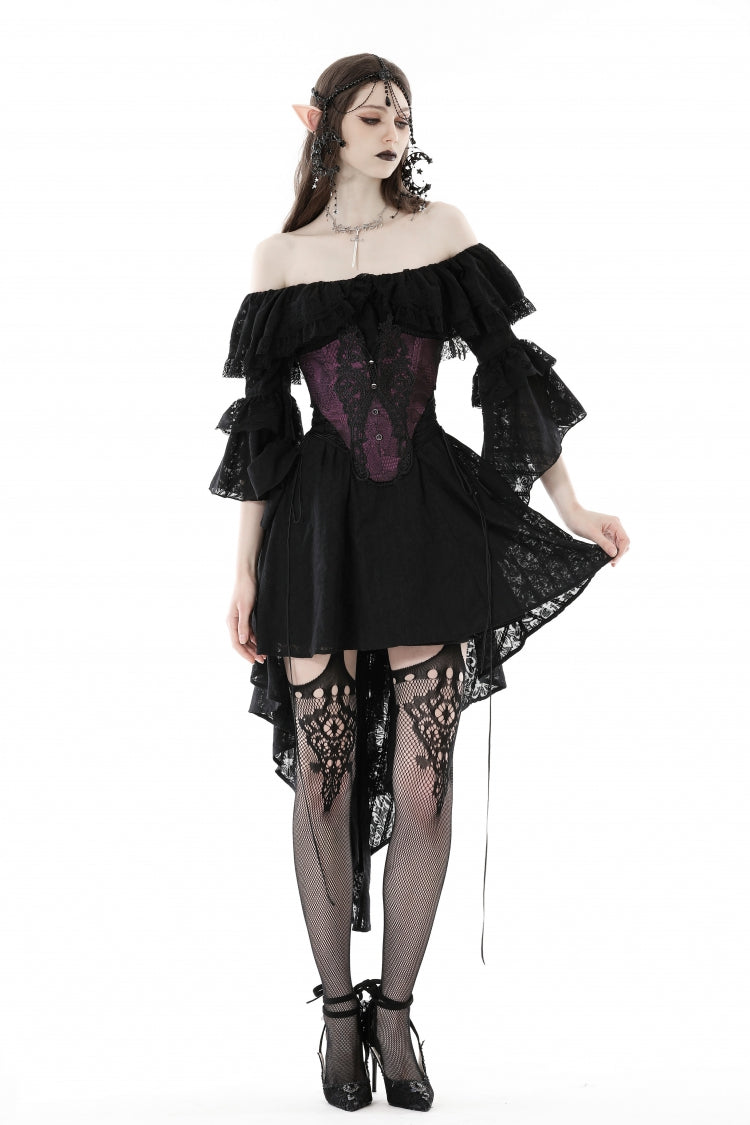 Mauve Butterfly Embroidered Lace Luxurious Royal Underbust Corset