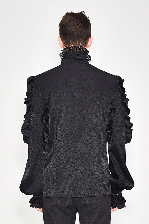 Midnight Vampire Gothic Blouse with Ruffled Sleeves