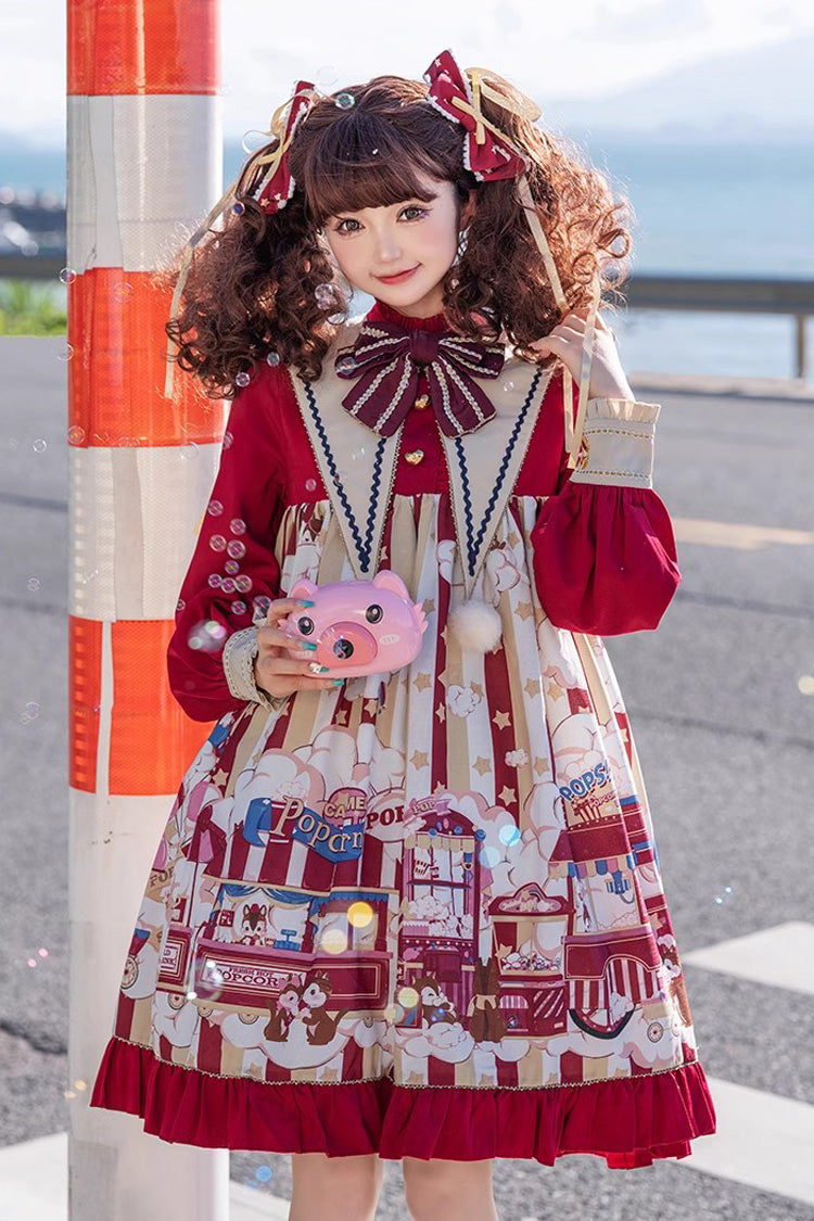 Crimson Squirrel Popcorn Bow Sweet Lolita Gown