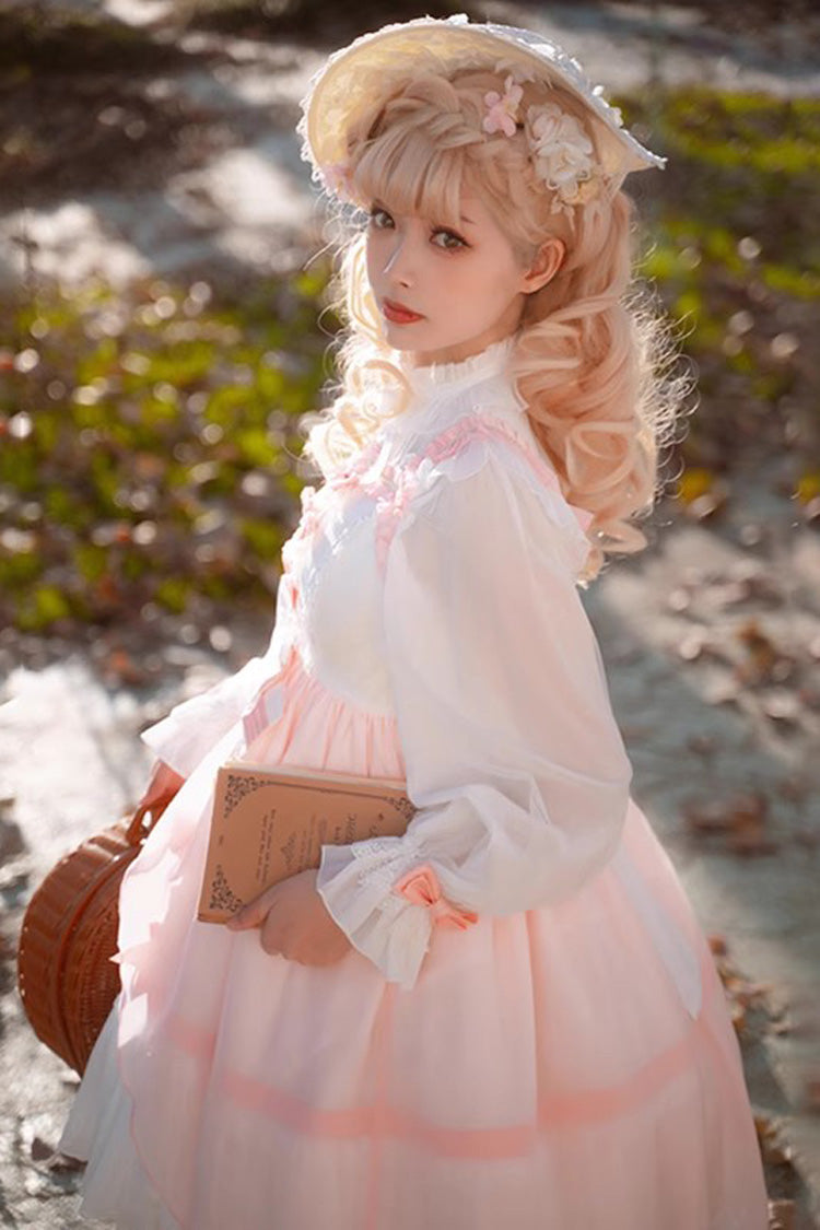 Ivory & Pink Ruffled Cardigan Bow Sweet Princess Plus Size Lolita JSK
