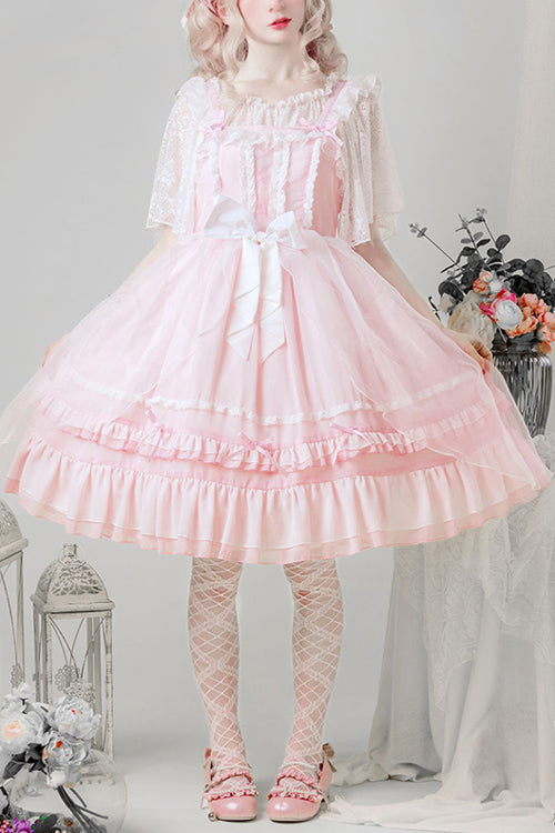Blush Chiffon High-Rise Layered Frill JSK