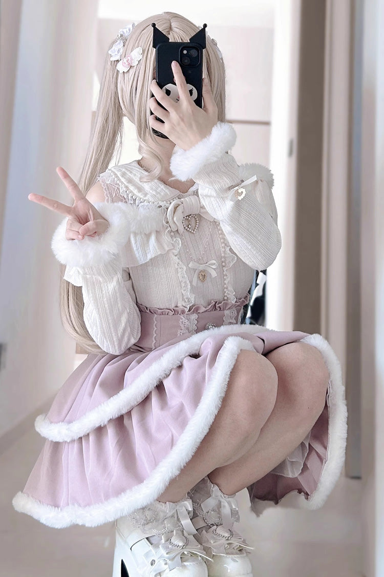 Pink Double-Layer Ruffle Lace Skirt in Jirai Kei Style