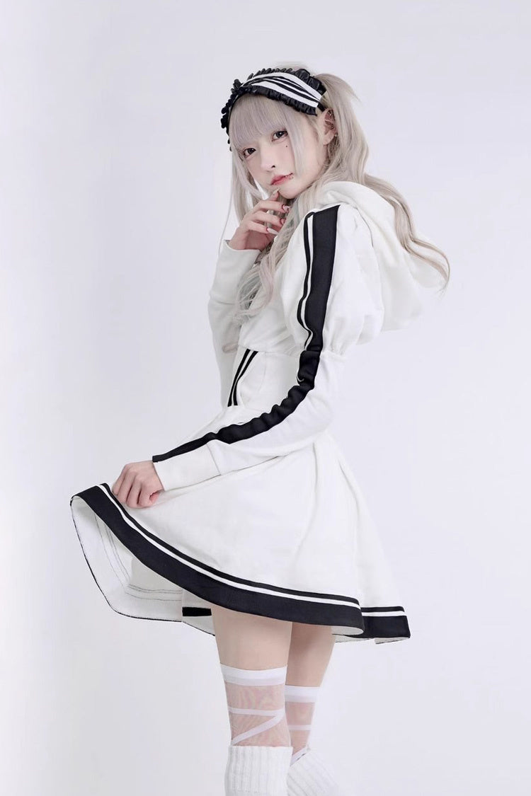 Punk Knit Midi Dress with Ribbon Accents - Jirai Kei