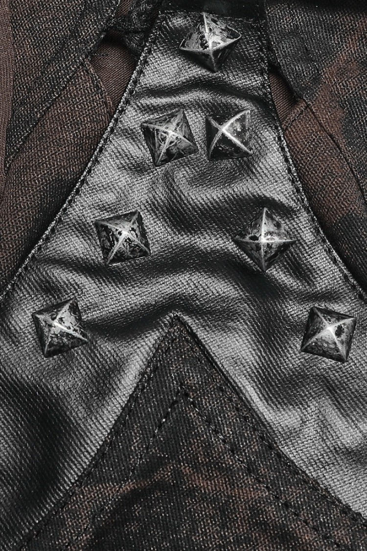 Steampunk Lace-Up Gloves with Rivet Print for Men in 2 Tones