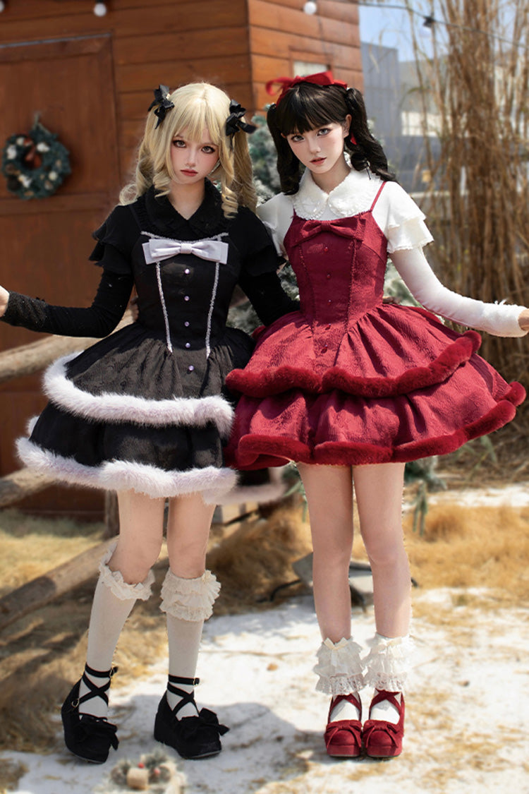 Jacquard Furry Bow Sweet Lolita JSK Dress