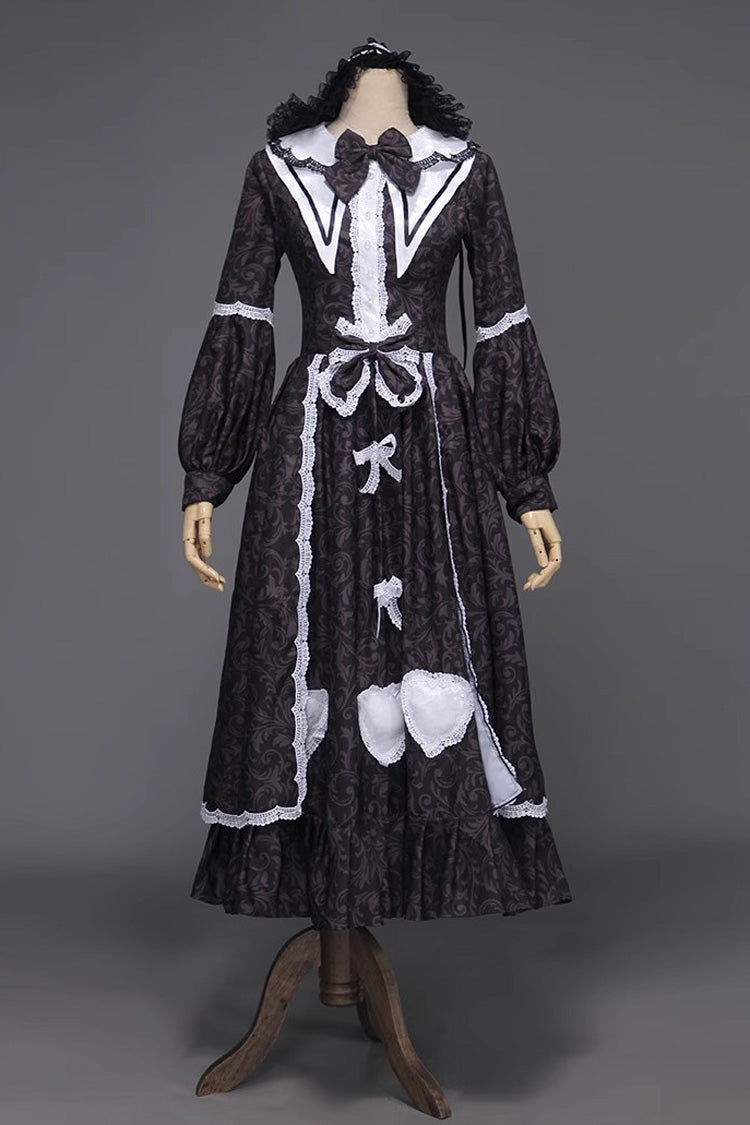 Black Bowknot Sweet Lolita Dress - Long Sleeved Maid