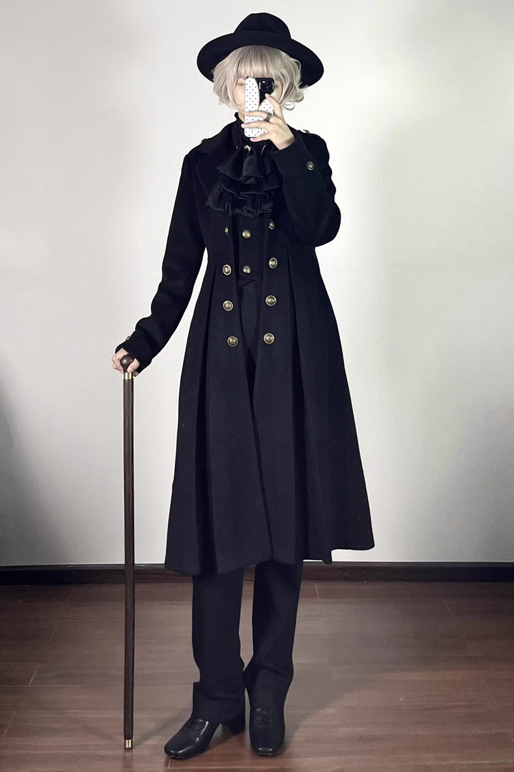 Wool Slim Gothic Trench Coat with Long Sleeves - Paranoid's Punishment, 4 Shades