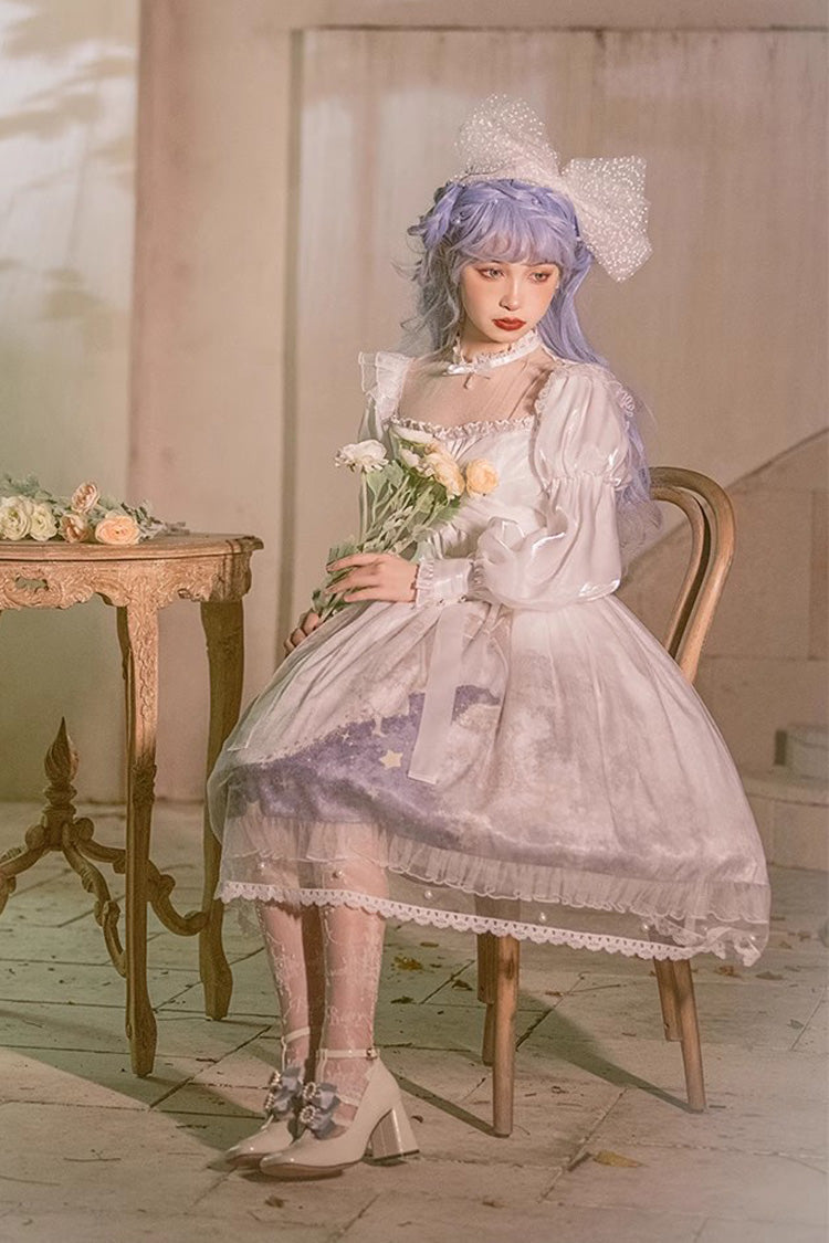 Multicolor Lantern Sleeve Print Ruffle Sweet Lolita JSK
