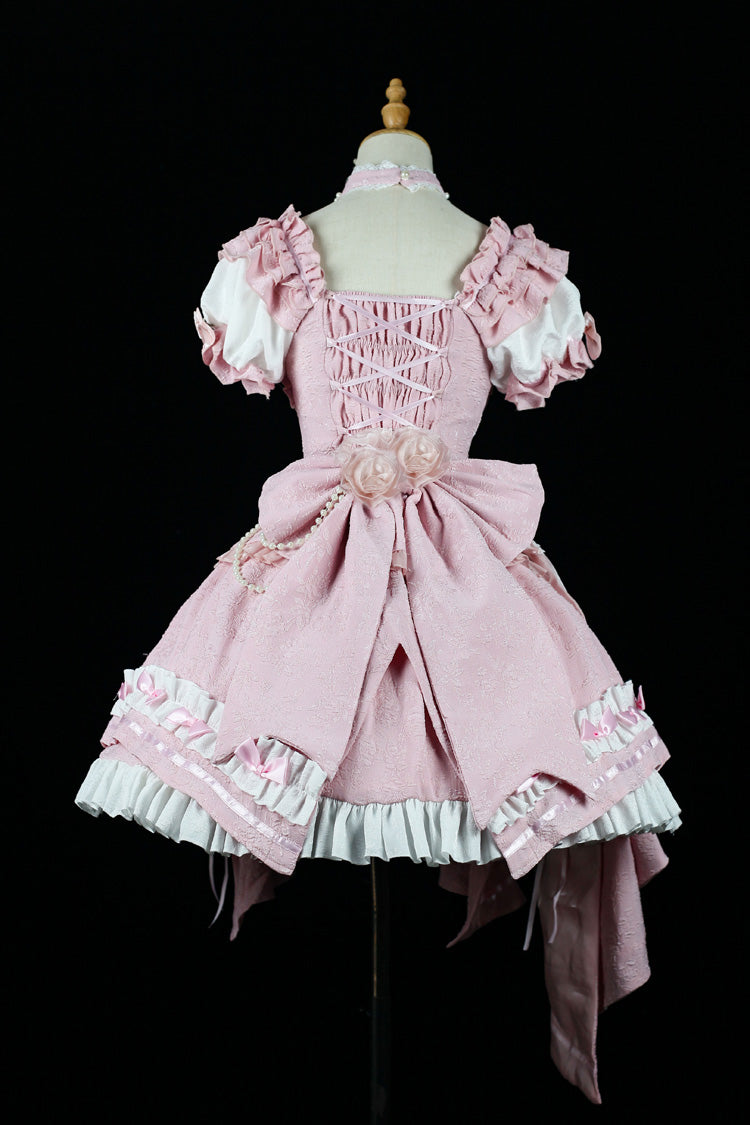 Square Collar Ruffle Cardigan Bowknot Lace Elegant Skirt Set - Spring Overture