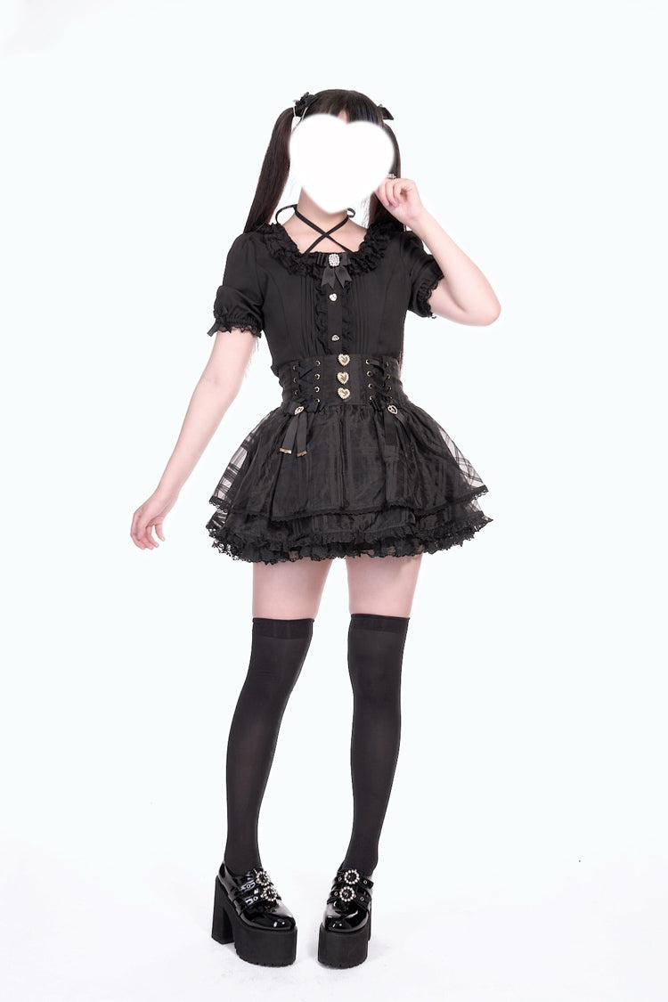 Love Hanabi Triple-Bow Organza Skirt - Three Color Options