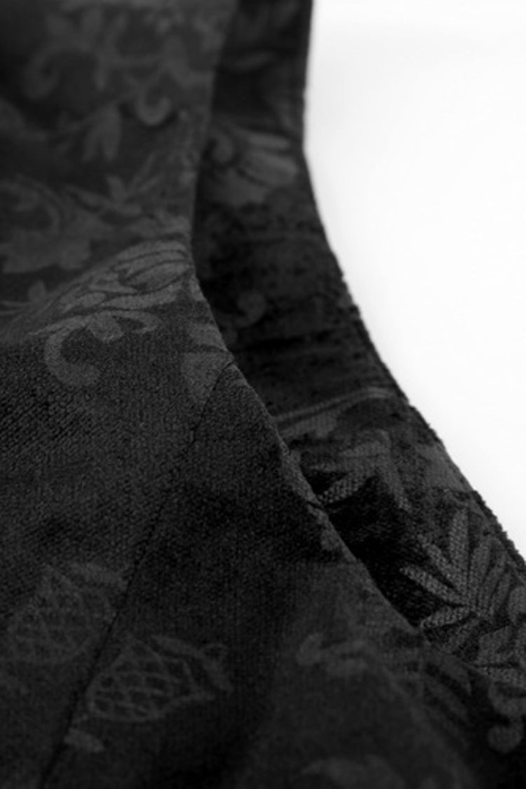 Men's Gothic Vest with Swallowtail Hem & Print, Double-Breasted