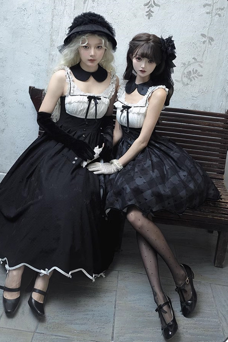 Black Short Sleeve Sweet Elegant Princess Lolita Long Dress - Swan