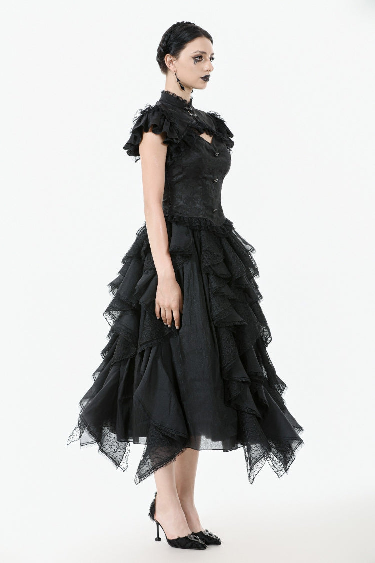 Victorian Corset Top with Lace-Up Front and Cutouts