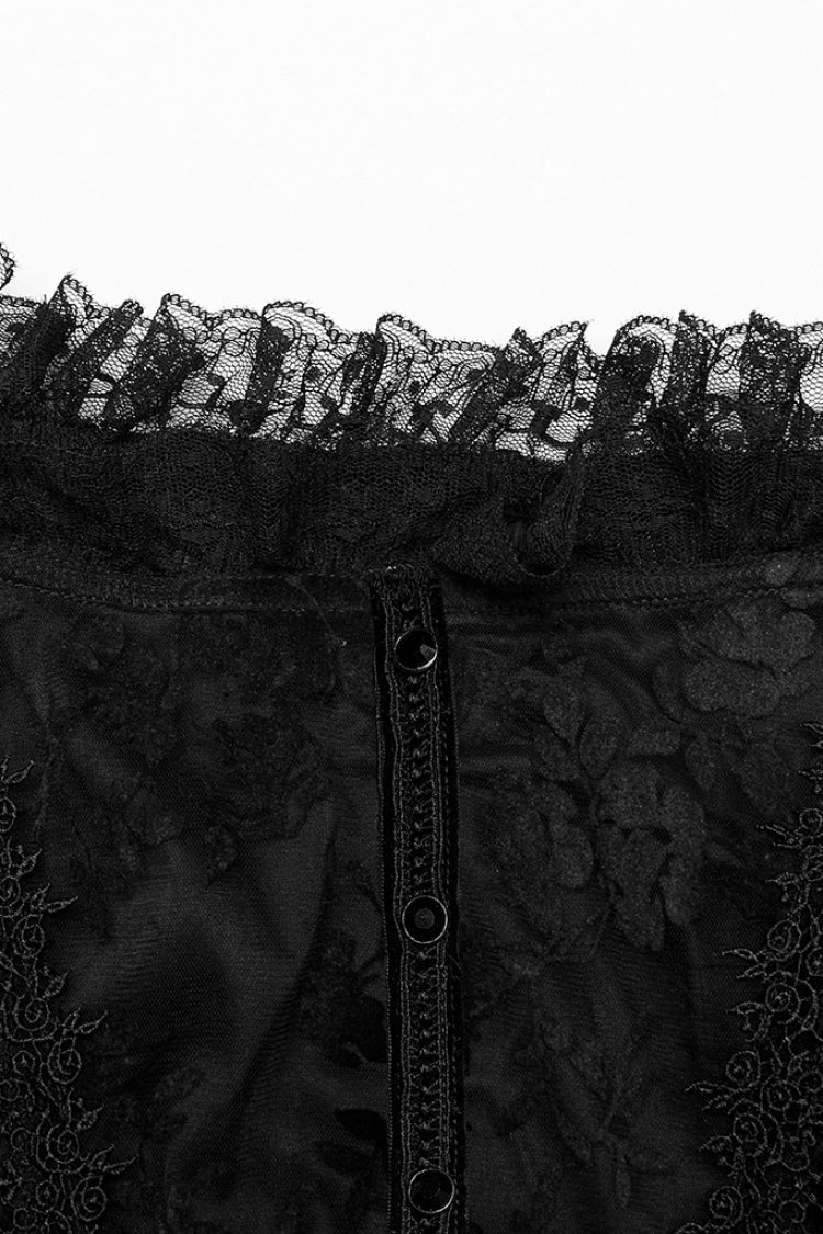Gothic Dress with Puff Sleeves and Ruffle Lace