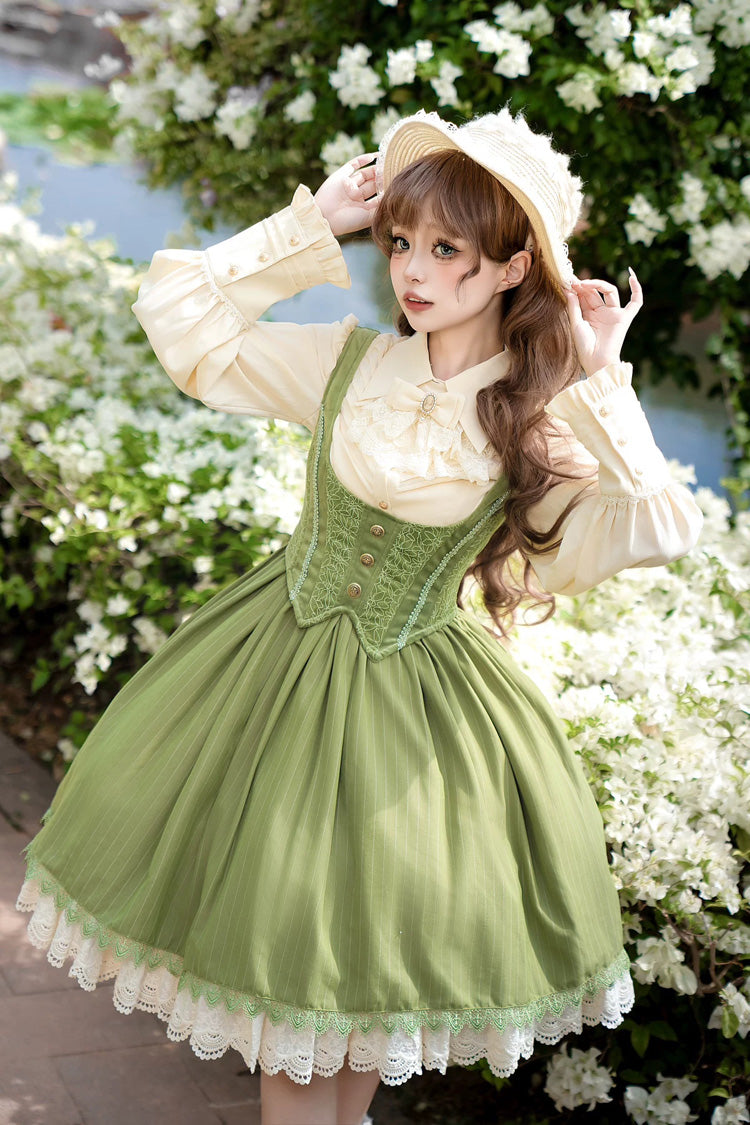Printed Embroidered Bustier Jsk Dress - Dreamlike Realm