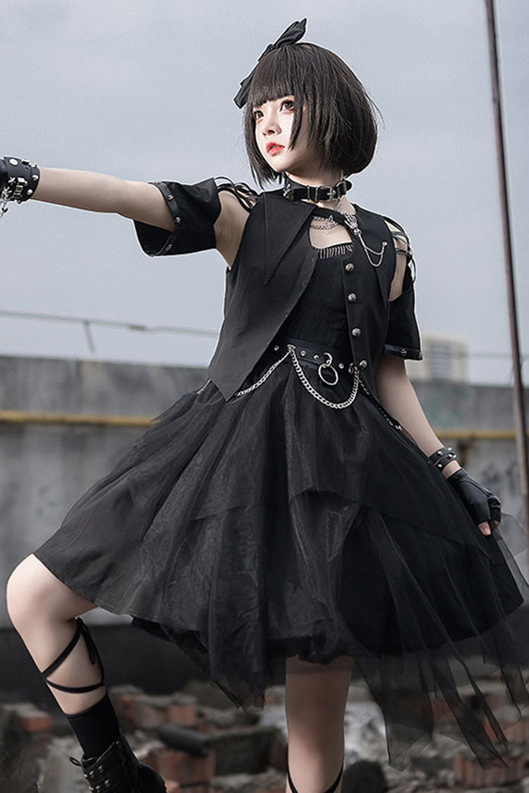 Sleeveless Punk Gothic Lolita JSK with Irregular Hem