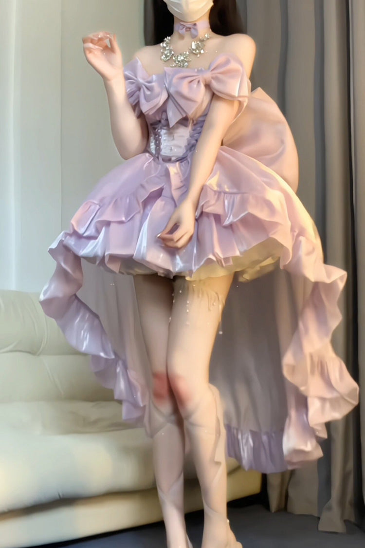 Violet Twin Spirits Sleeveless Ruffled Bow Lace-Up Princess Lolita Gown