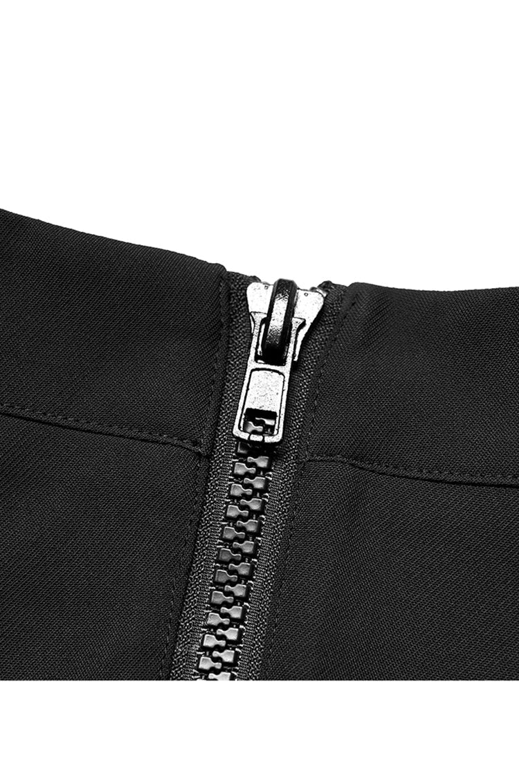 Punk Skirt with Plaid Mesh Stitching V-Shape Sun Hem Design
