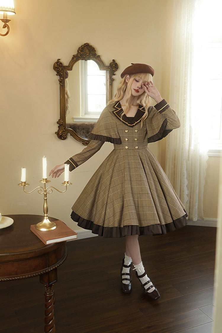 Baker Street Stories Stripe Print Ruffle Two-Piece British College Classic