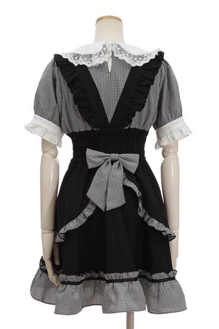 Sweet Lolita Dress with Puff Sleeves and Bow Accents