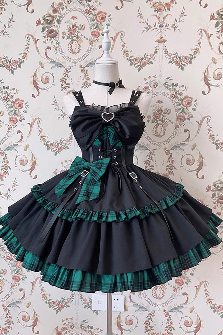 Multi-Layer Ruffle Bowknot Sleeveless JSK Dress - Gothic