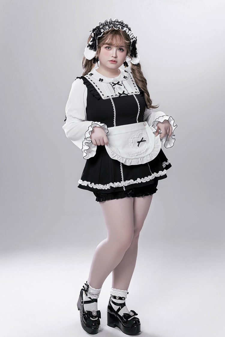 Maid-Style Jirai Kei Dress with Detachable Apron and Ruffle Bow