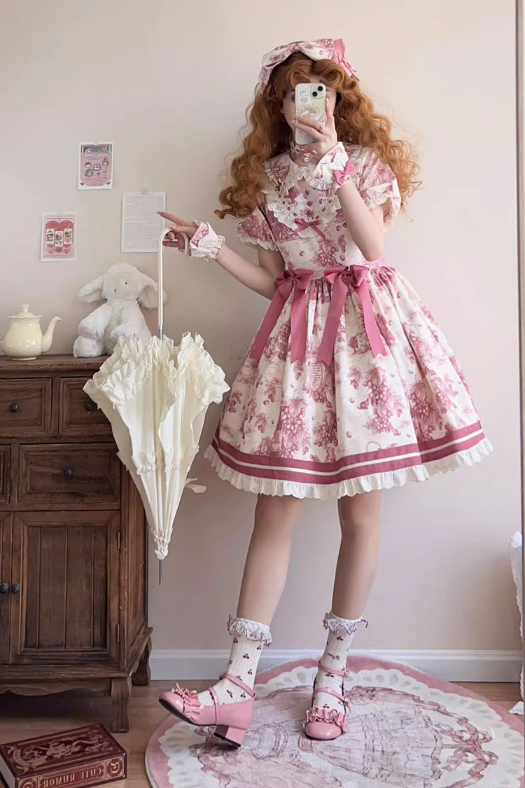 Grape Moon Lolita Dress - Short Sleeve, Multi-Layer Ruffle