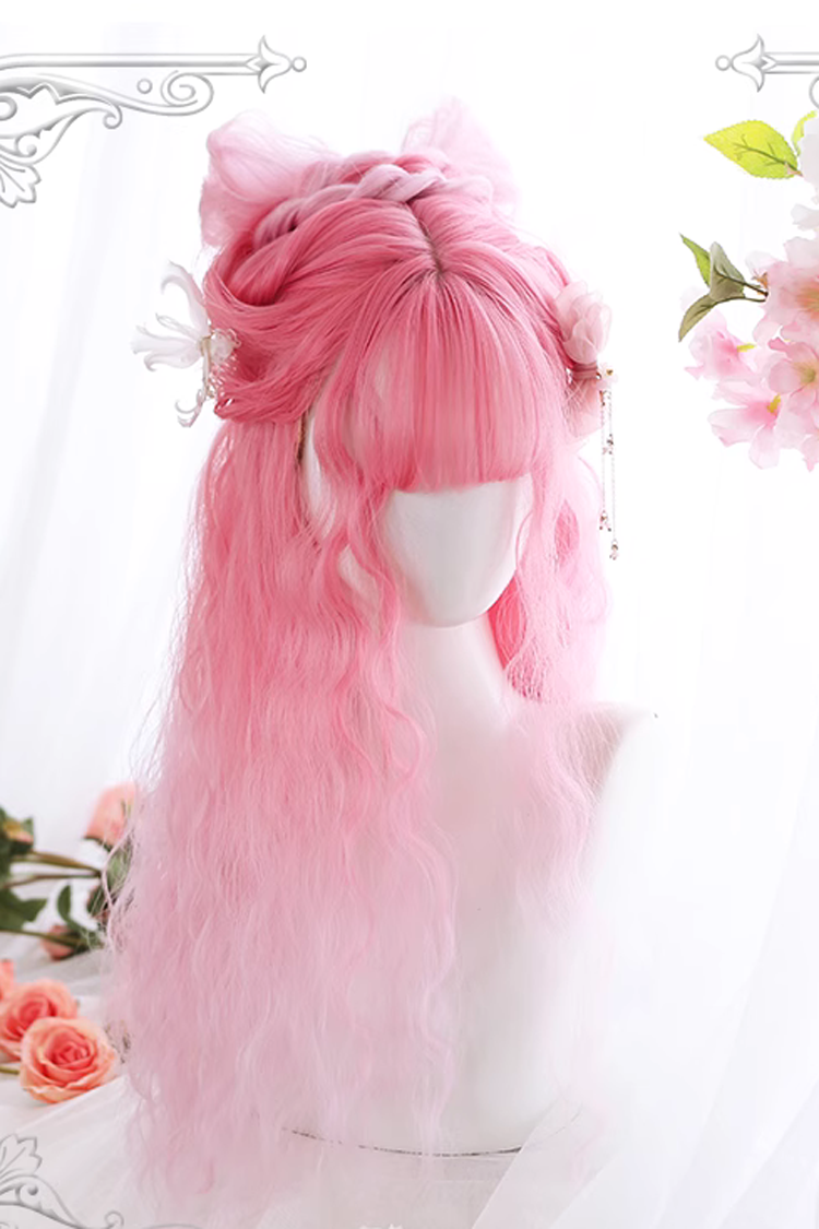 Blush Cherry Blossom Gradient Long Curly Lolita Wig