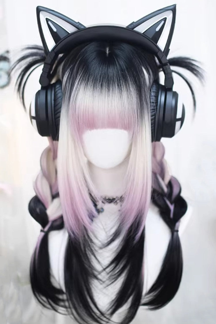 Gradient Lolita Wig with Pink and Purple Hues, Straight