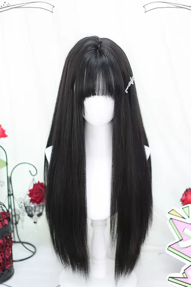 Natural Long Straight Lolita Wig in Black