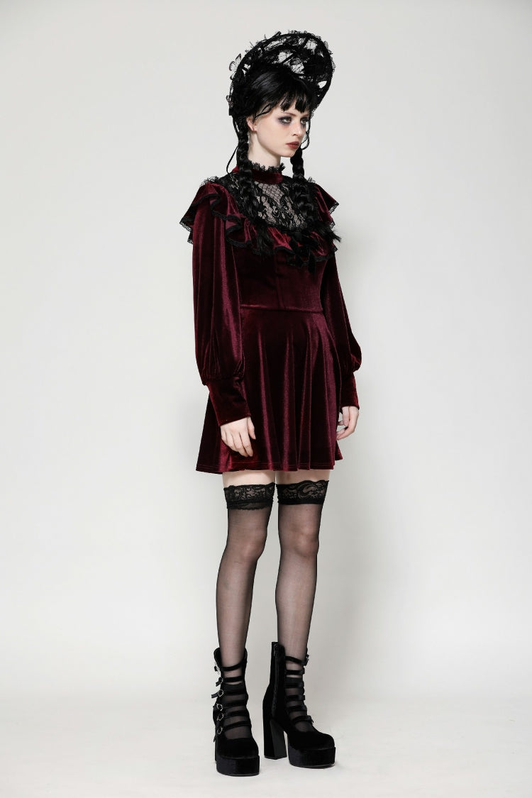 Scarlet Crochet Velvet Gothic Graduation Gown