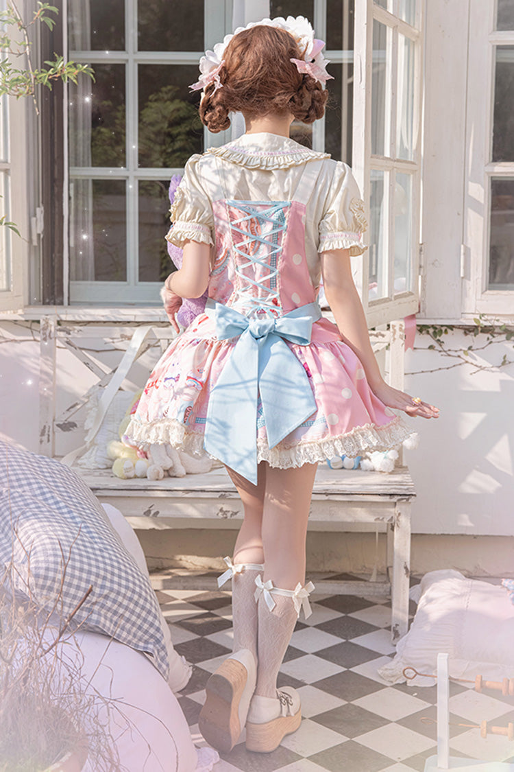 Dessert Print Bowknot Strap Sweet Dress