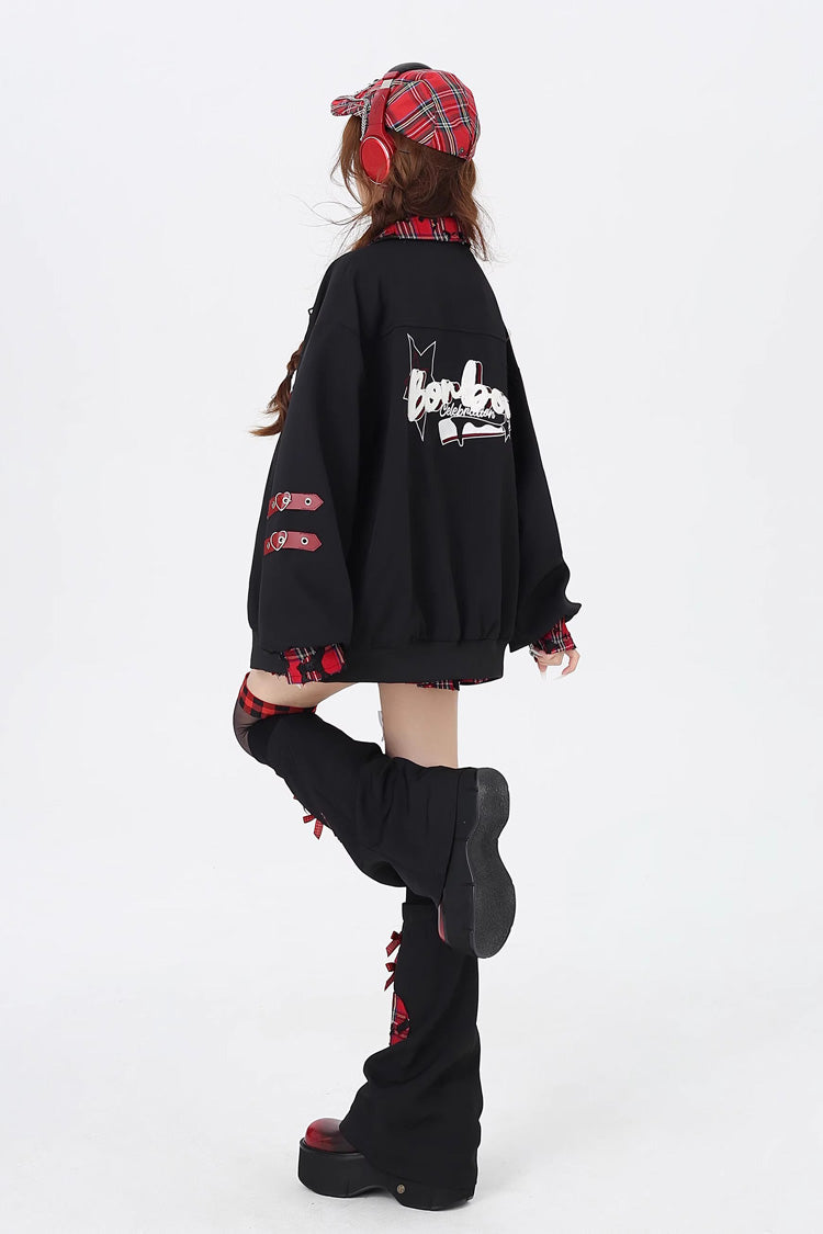Japanese Jirai Kei Embroidered Coat with Gothic Stitching