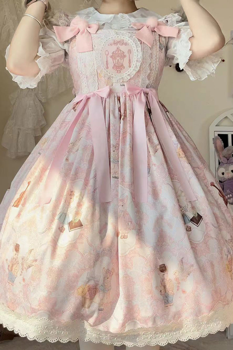 Sleeveless Printed Ruffled Embroidered Sweet Lolita JSK