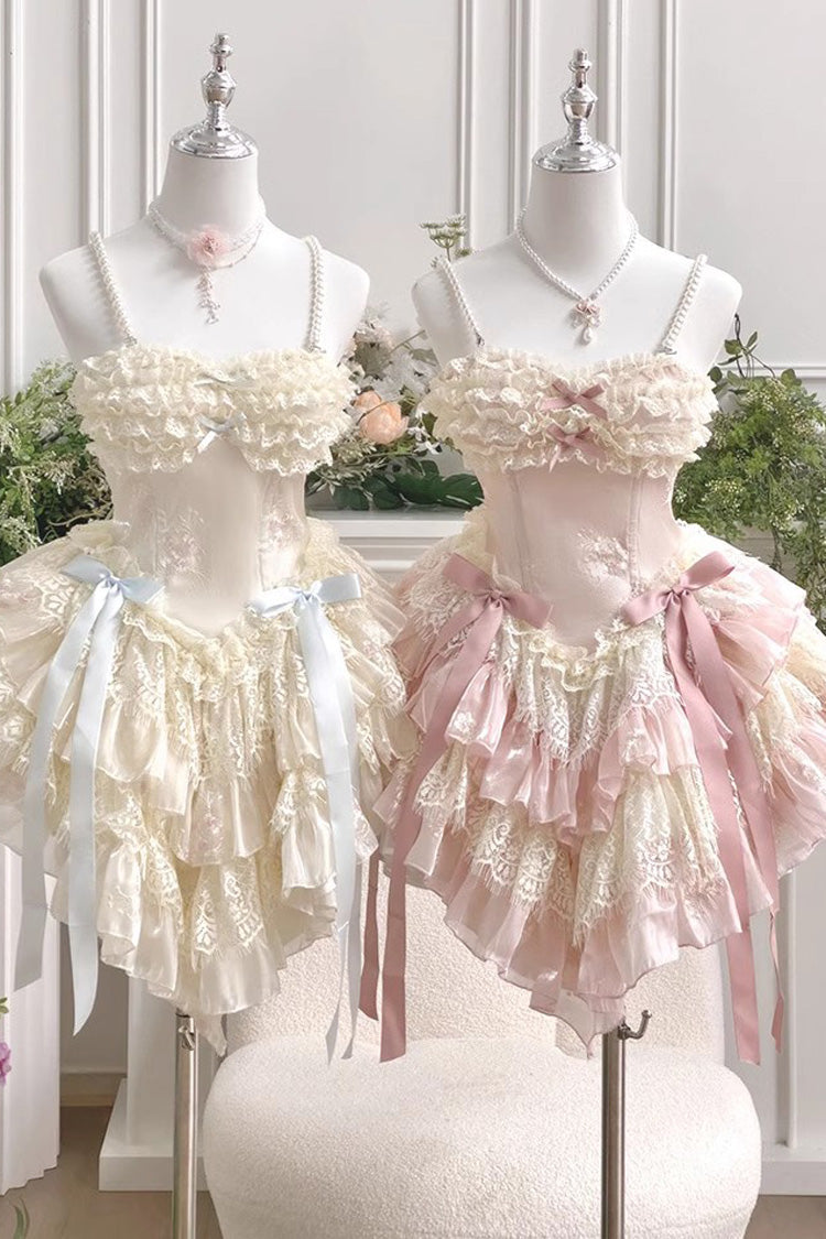 Lace Lolita Dress with Multi-Layer Ruffles, Bowknot, Dreamy Love