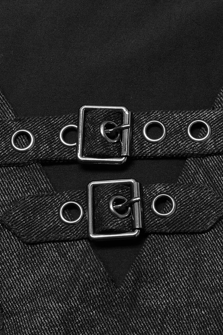 Steampunk Mesh Tee with Buckle Accents for Men