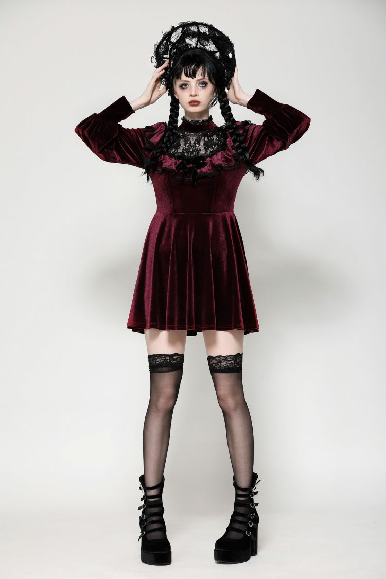 Scarlet Crochet Velvet Gothic Graduation Gown