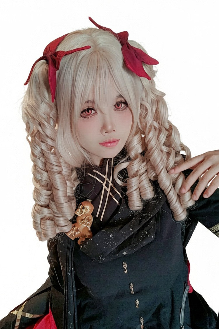 Bleached Walnut Blonde Sweet Lolita Roman Curls Pigtails Wig Set