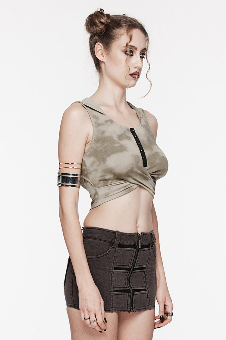 Punk Tank Top with Cutout and Hood