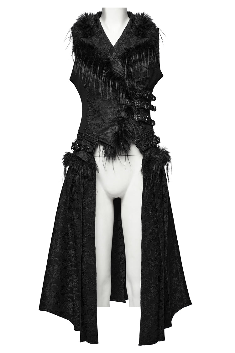 Detachable Jacquard Lace-Up Gothic Sleeveless Vest