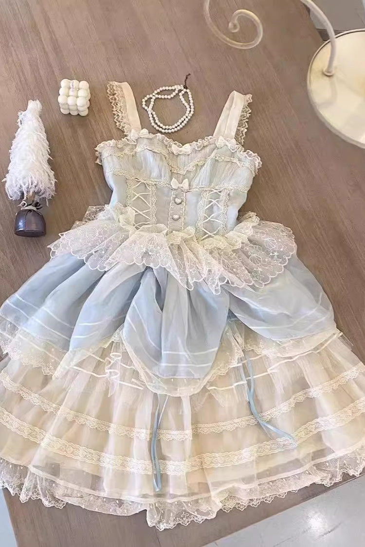 Blue Lemon Sea Salt Ruffled Lace Sweet Princess Jsk Dress