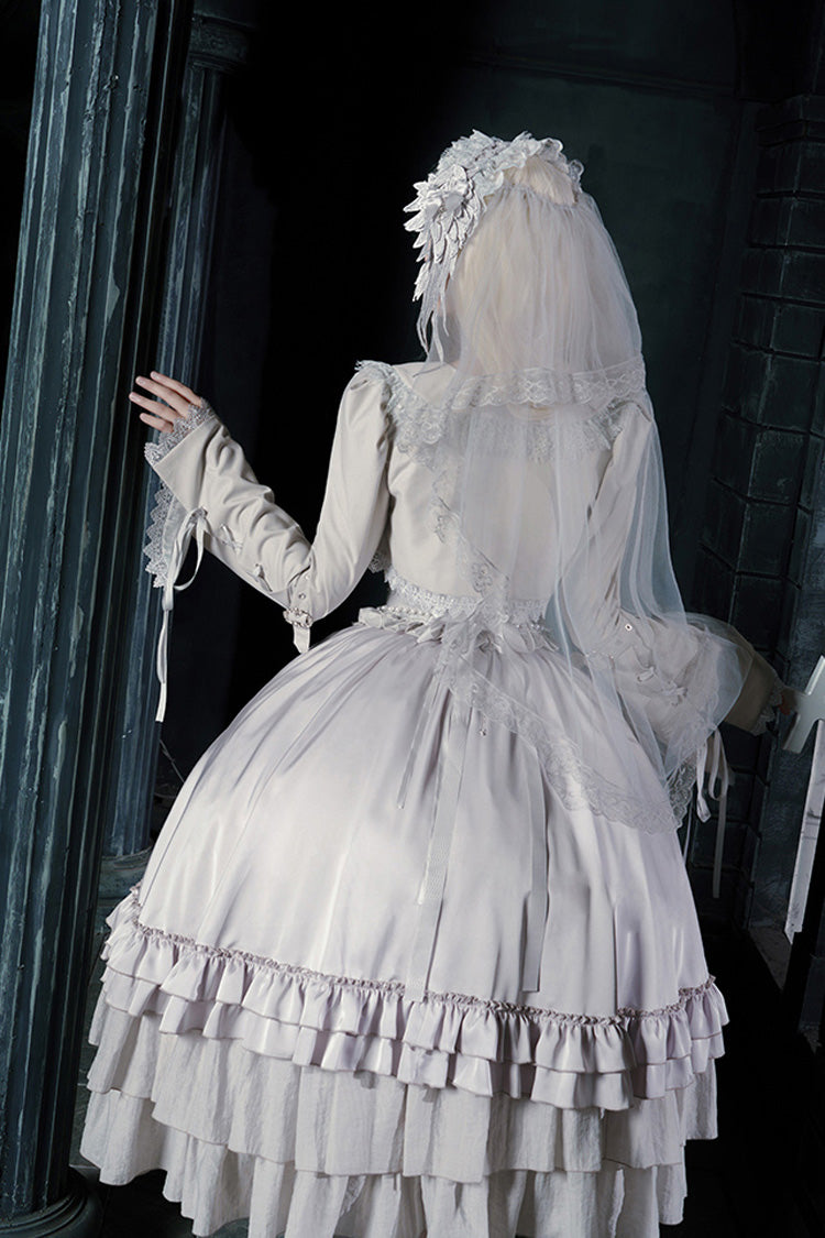 Bionic Doll Square Collar Gothic Lolita Corset Set with Multi-Layer Ruffles, Long Skirt